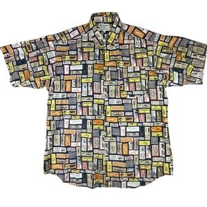Columbia Sportswear Mens XLT Fishing Bait Lure Print Short Sleeve Button Up